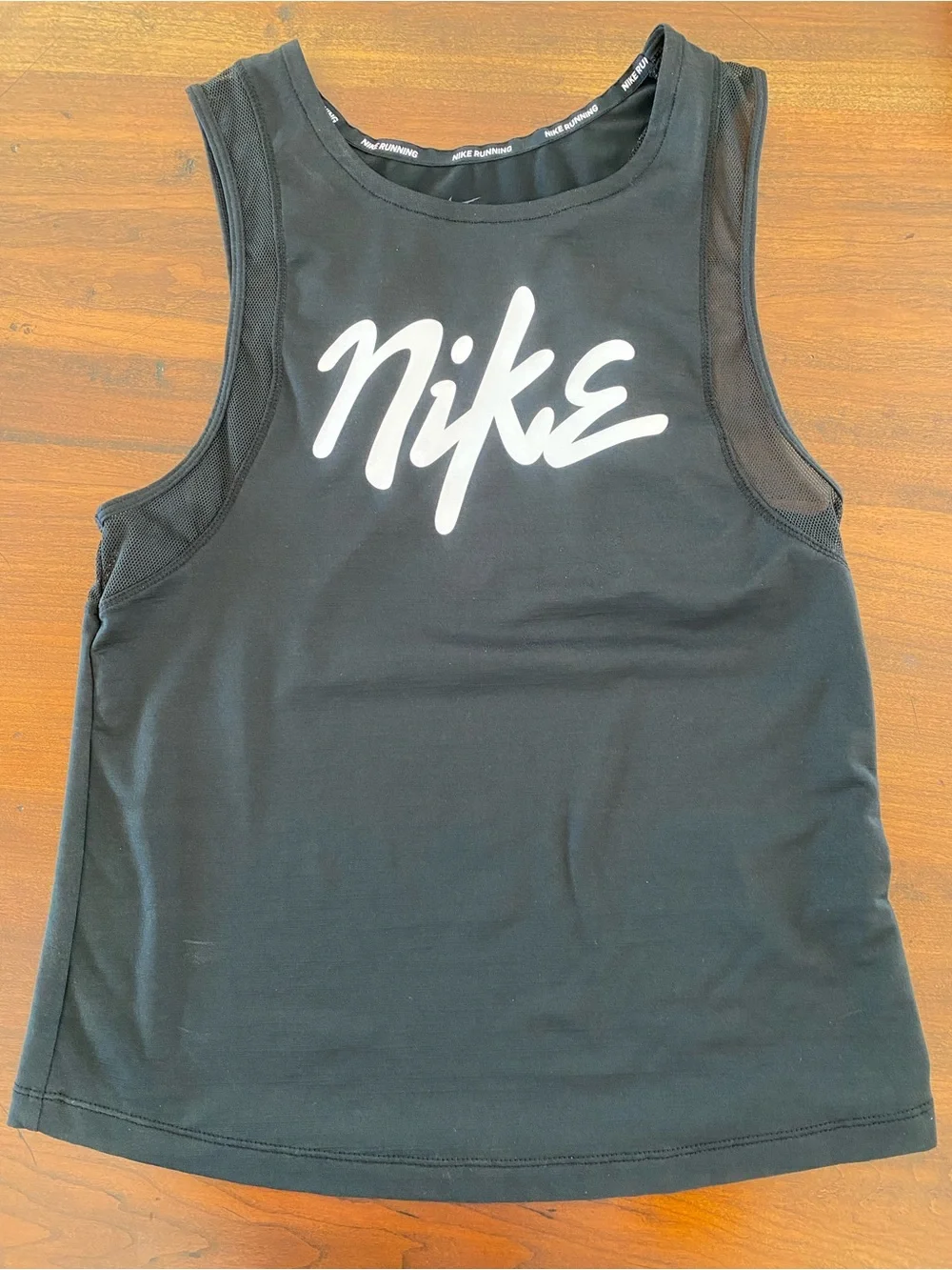 Nike Black Sleeveless lightweight Athletic Tank with White Logo small